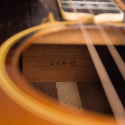 Gibson  Advanced Jumbo Flat Top Plectrum Guitar (1937), ser. #112C, black hard shell case. image 12