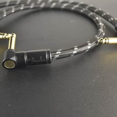Fender Deluxe Series Angled / Angled TS Patch Cable - 1' x 2 2010s - Black Tweed image 2