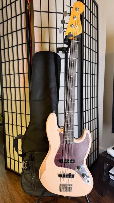 Fender Flea Artist Series Road Worn Signature Jazz Bass 2019- Shell Pink image 1
