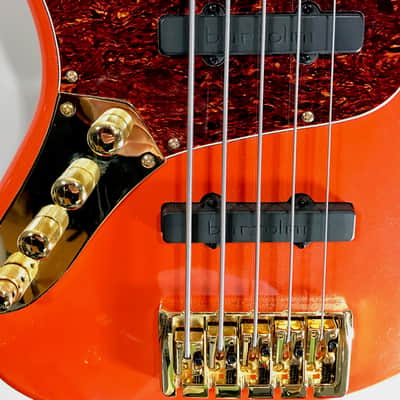BassMods LEFTY K535 5-String Bass Guitar - Bartolini Pickups - Metallic Orange image 3