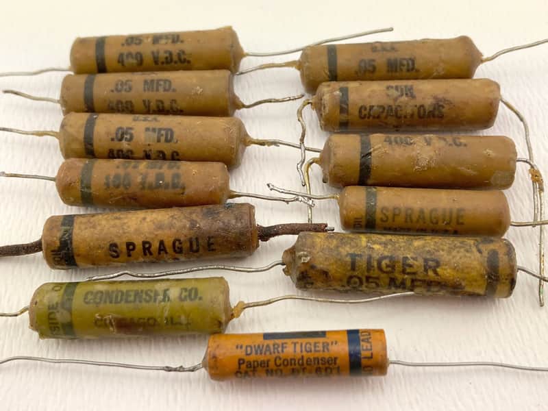 Vintage Sprague Sun Cornell Dubelier Wax Capacitors '50s Lot of 12 image 1