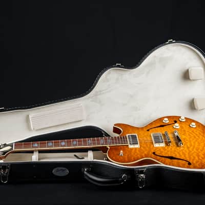 Collings SoCo Deluxe Carved Premium Quilted Maple and Mahogany Iced Tea Sunburst Semi-Hollow Custom NEW - Iced Tea Sunburst image 25