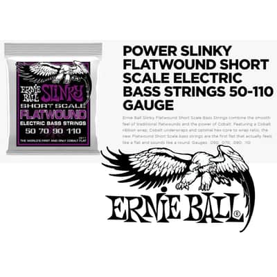Short Scale Bass Strings Ernie Ball POWER SLINKY Flatwound 50-110 Electric 2817 image 2