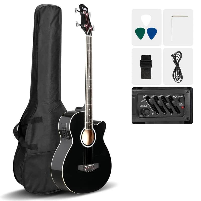 New Glarry 4 String Electric Acoustic Bass Guitar Right Handed School Band With Bag image 1