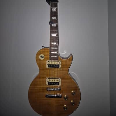 Vintage V100-AFD Reissued Paradise Series Single Cut 2010s - Flamed Amber image 3