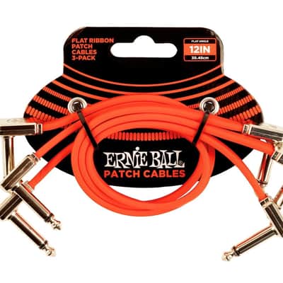 12" Flat Ribbon Patch Cable Multi-Shielded Low-Profile Low-Noise 3-Pack - Red - Multi-Effects - Stompbox & Studio Rack Interconnect image 1