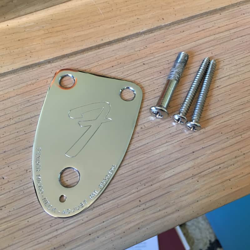 Fender 70's Style 3 Bolt Chrome Guitar Neck Plate with Screws and Bolt Stratocaster Telecaster Tele image 1