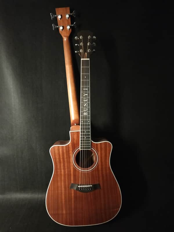 Busuyi Guitar 4 String Bass 6 String Lead Acoustic, Travel Acoustic Guitar with  Hard Case image 1