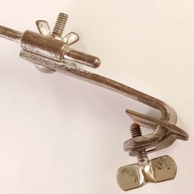Ludwig Cymbal 1/4"Rod L-Arm Vintage 30s Nickel Clamp-On Bass Drum Hoop Mount USA image 3