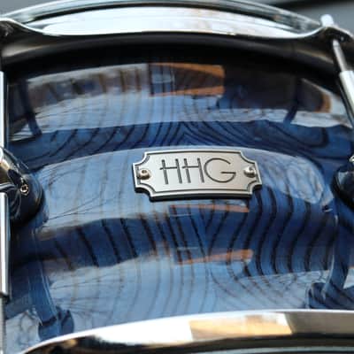 HHG Drums 14x7 Contoured Ash Stave 2022 Ocean Blue High Gloss Lacquer image 9