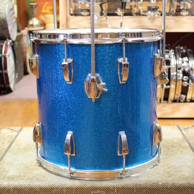 1960s Ludwig Downbeat Outfit in Sparkling Blue Pearl 14x20 8x12 14x14 image 13