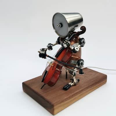 Cello Robot Cellist Ornaments Punk Industrial style Small Lamp Gift By Handmade,price include the import duty for US buyer image 4