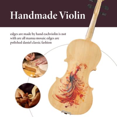 4/4 Full-Size Violin Kit w/ Case, Bow & Accessories – Natural Wood Finish, Beginner Student Starter Violin Set image 4