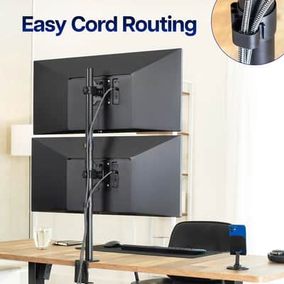 Vertical Dual Monitor Studio Desk Mount – Stacked 2-Screen Stand for Music Production, Mixing & Streaming image 3