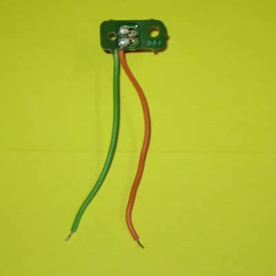 very clean Boss RED LED on a very small rectangle circuit board + green & orange wires (works fine) for Boss compact size pedals - came off of a used 1985 PH-2 Super Phaser pedal) + 2 small pieces of heat shrink tubing (NO: pedal or other items included image 2