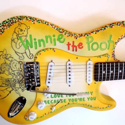 DDCC USA Customs Winnie the Pooh Strat 2022 One of a Kind Hand engraved Custom Guitar image 5