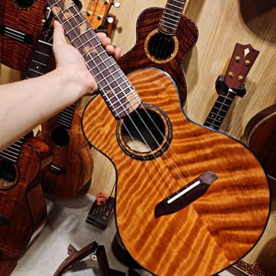 olamestre custom curly redwood & acacia tenor ukulele image 2