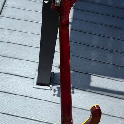 Rickenbacker 4001 Bass 1971 - ultra rare Burgundyglo & Checkerboard Bound & she had a few good gigs ! image 8