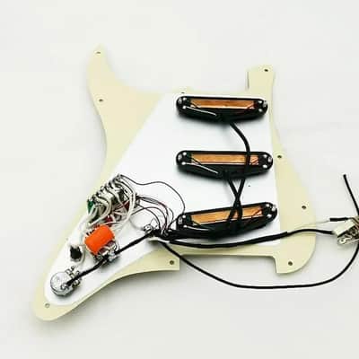 White Pearl Strat Style Guitar Multi Function Loaded Prewired Pickguard, Dual Rail Pickups image 3