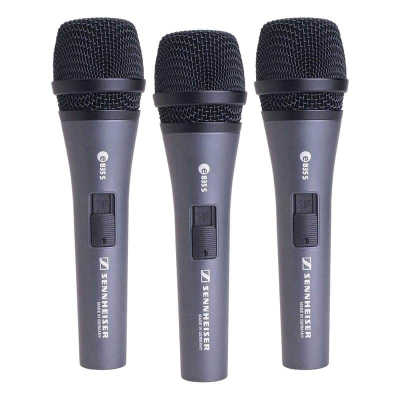 Sennheiser E 835-S Live Vocal Microphone with On Off Switch - 3-Pack, Black (3-PACK-E835-S-U) image 1