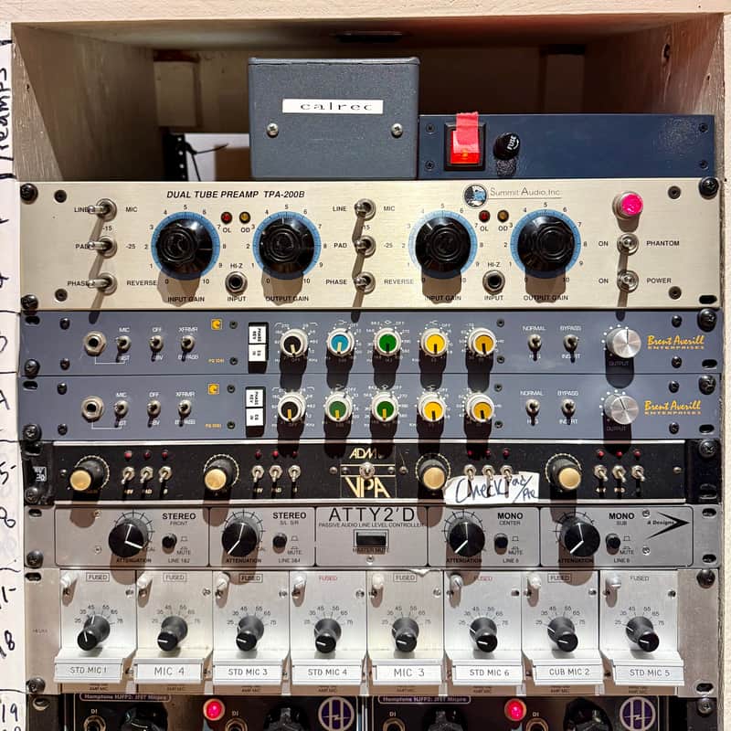 Calrec PQ1061 Racked pair micpre EQ input channels c 1970 - Brent Averill original vintage uk Neve 33114 1073 bbc discrete analog microphone preamplifier equalizer image 1