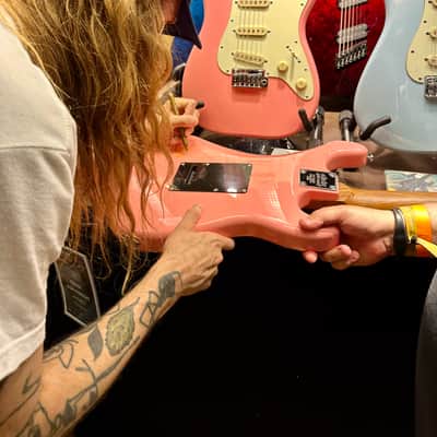 Schecter Nick Johnston Traditional LH SSS (Lefty/Zurdo) SIGNED BY NICK SUPER EXCLUSIVE - Atomic Coral Pink Shell With Custom Foam Case”The Home of Tone” image 3
