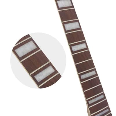 Electric Guitar Neck, 22 Frets 30 Inch Scale, Maple Wood with Rosewood Fretboard, White Block Inlay & Black Back Line, Unfinished, 42mm Nut image 7
