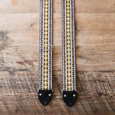Vintage Black & Gold 60s/70s Hippie Guitar Strap / Real Suede Backing / Handmade in the UK image 3