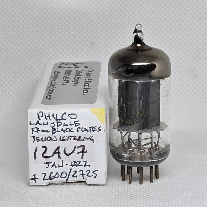 Philco Lansdale JAN CBRZ 12AU7 Long Black Plate, D Getter, Balanced (4.5%) Single NOS 12AU7A ECC82 image 1