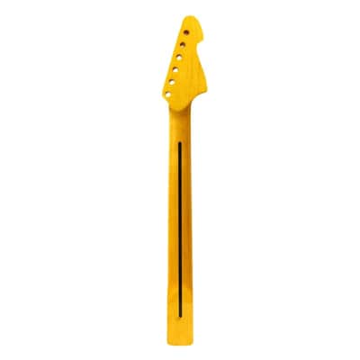 Left Hand 22 Fret Guitar Neck – 25.5" Scale Maple with Rosewood Fretboard, Block Inlay, Yellow Gloss image 3
