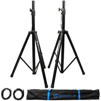 (2) Rockville RPG10 10" Powered 600W DJ PA Speakers+(2) Subs+Stands+Cables+Bag image 10
