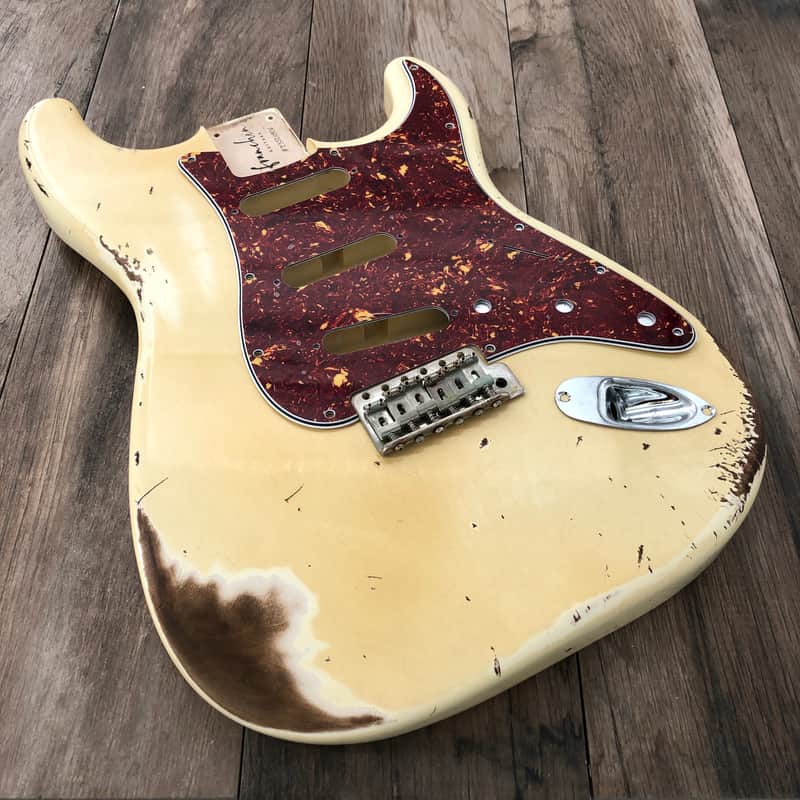 FRANCHIN Mercury guitar body Heavy Relic Aged Vintage White 100% Nitro Lacquer Cracks SSS Poplar Stratocaster-Strat-S-Style Made in Italy - Stock piece #23520926 image 1