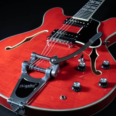 Eastman T486B-RD Thinline, Maple, Seymour Duncan Pickups, Bigsby, Red Finish - NEW image 9