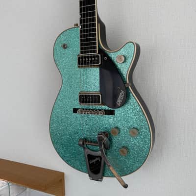Masterbuilt Gretsch USA Custom Shop GONZALO MADRIGAL  G6129 CS 1957 Jet Turquoise Sparkle Heavy Relic image 10