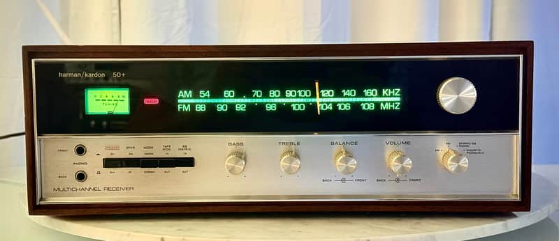 Harman/Kardon 50+ Vintage Multichannel Receiver with Original Wood Case — Serviced, Cleaned, LED Dial Lighting image 1