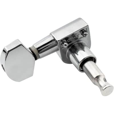 Pro 6-in-line 15:1 Ratio 2-Pin Full Sealed Machine Heads Tuners Tuning Pegs Keys with Hex Button for SQ Strat Tele Style Electric Guitar, Chrome image 6