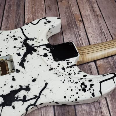 WKM Custom Guitars Splatercaster 2021 White and Black Nitro Lacquer image 3