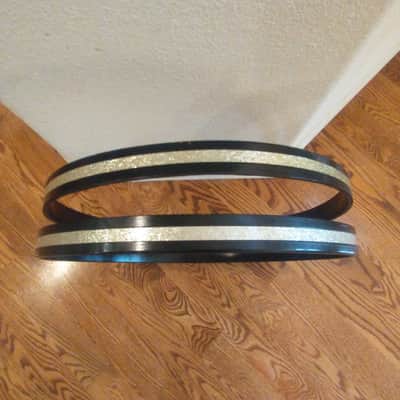 Ludwig (2) vintage 20 inch super classic/downbeat silver sparkle bass drum hoops 1960s excellent! image 2