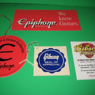 Epiphone Gibson Dealer Display Set of 4 Promo Tags and Sign 1990's Bild 1