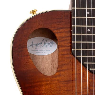 Angel Lopez Hybrid Nylon Acoustic Electric Guitar Tobacco Sunburst SHERRY CE TB image 3