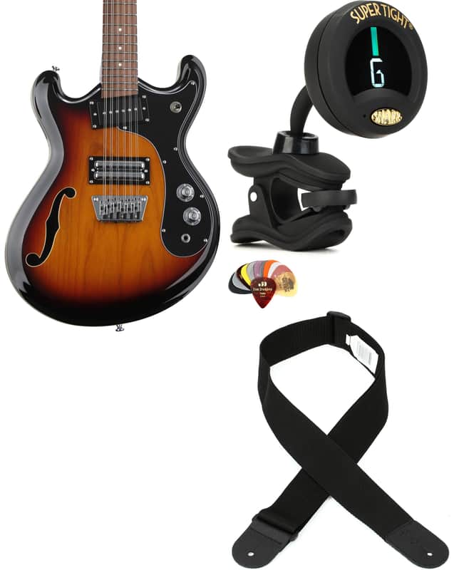 Danelectro 66-12 12-string Electric Guitar - Transparent 3-Tone Burst Bundle with Snark ST-8 Super Tight Chromatic Tuner... (4 Items) image 1