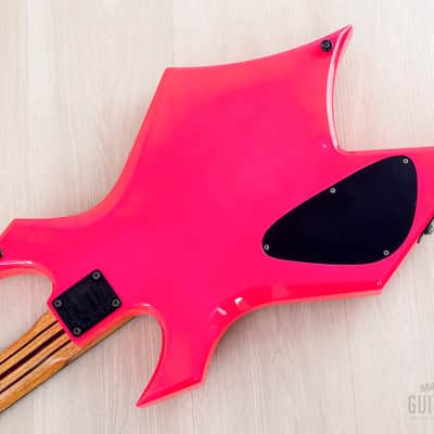 1988 BC Rich Warlock Bass NJ Series II Vintage Double P Fluorescent Pink, Japan image 15