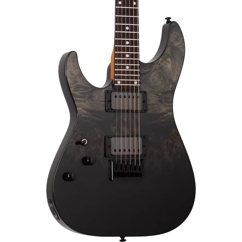 Schecter C-1 Standard Left Handed Electric Guitar - Black Fade Burst Burl image 1