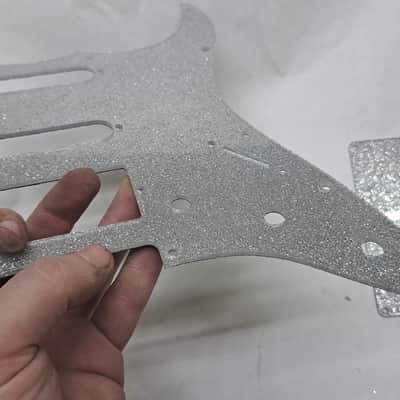 Platinum Silver Sparkle Glitter HSS pickguard + trem cover set Fits Fender Strat Stratocaster image 7