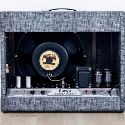 1965 Supro Thunderbolt S6420 Vintage 1x15 Tube Amp, Near-Mint w/ Jensen C15PS & USA Tube Set image 6