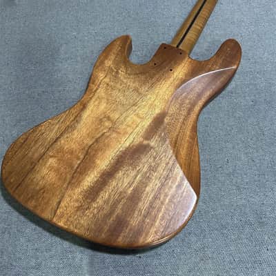 Unfinished Mahogany Electric Guitar Bass Body with Roasted Maple Neck DIY Kit image 3