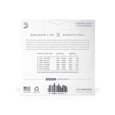 2 Pack, D'Addario XS 11-52 Coated Phos Bz Acoustic Guitar Strings - XSAPB1152-2P image 4