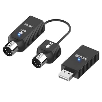 Wireless Bluetooth USB MIDI Interface A+B, MIDI in/Out Receiver, with Input&Output Works with MIDI Keyboard/Synthesizer/MIDI Deivce Compatible with iOS&Android, Windows/Mac OS Black image 3