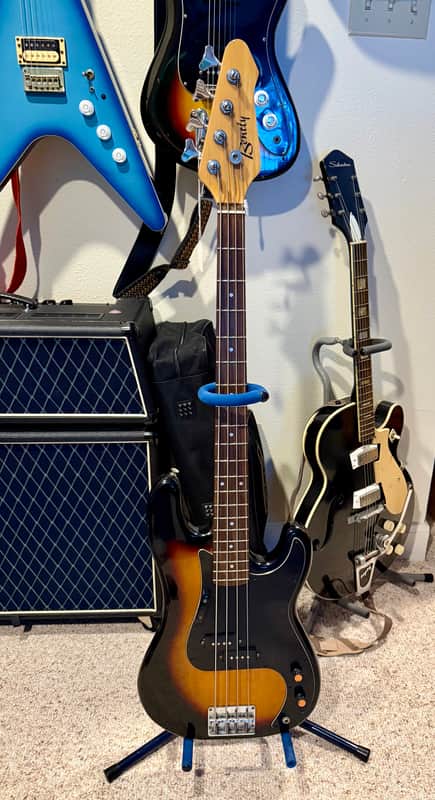 Bentley P-Style Electric Bass Guitar Early 90’s Korean MIK - Sunburst black guard image 1