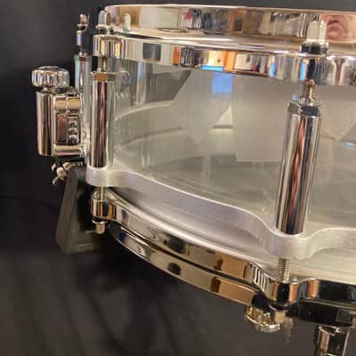 Chad Smith's Pearl 14x5" Custom Red Hot Chili Peppers Logo, 2011 World Tour Snare Drum. Clear Acrylic, With SIGNED HEAD! image 6